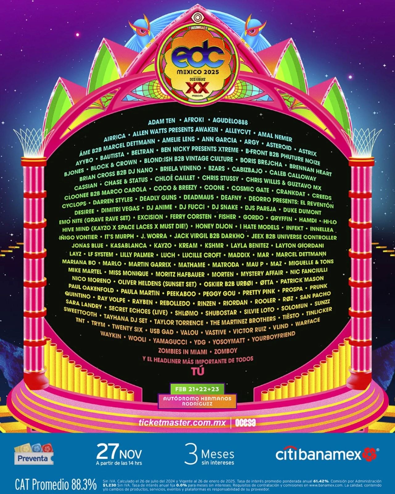 ¡EDC 2025 ya tiene Line Up! Tiësto, Martin Garrix, Fisher y Dos Equis Edc Merch 2025